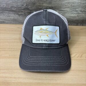 Magellan Outdoors Hat Cap Snapback Gray Fish Patch Logo Outdoors Adjustable